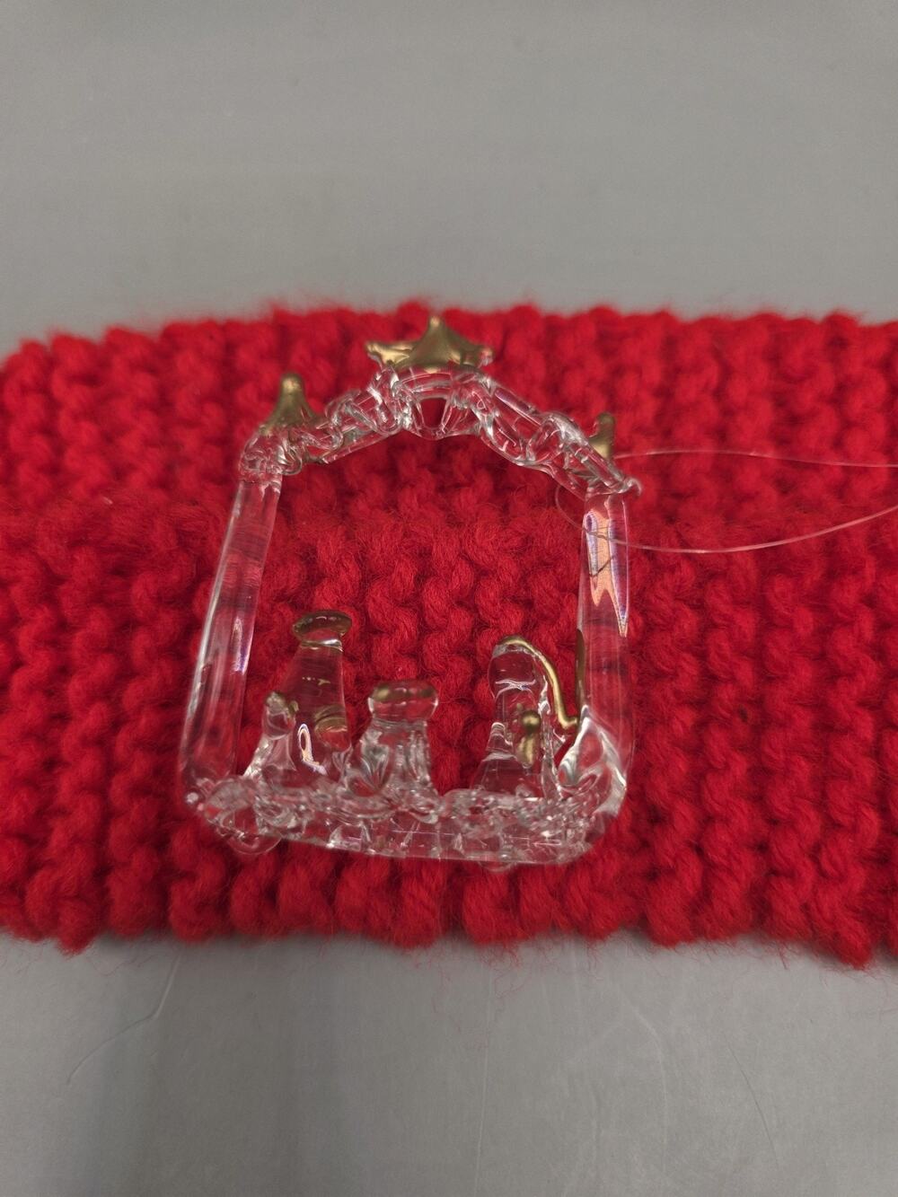 Vintage Blown Glass Nativity Creche Christmas Ornament Miniature Manger Vtg